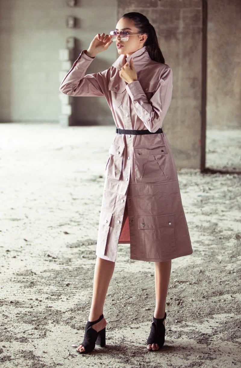 Dusty Mauve Long Coat Dress
