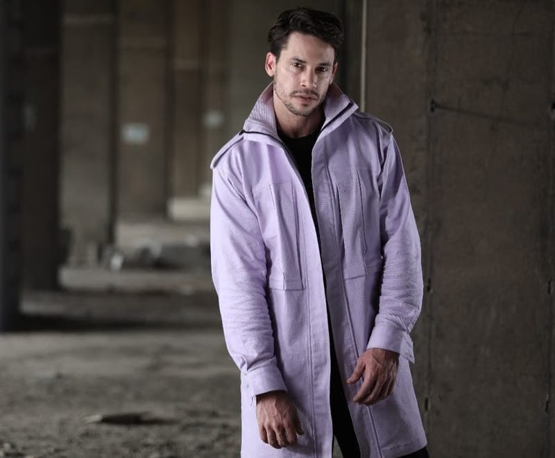 Lilac front open zip long coat