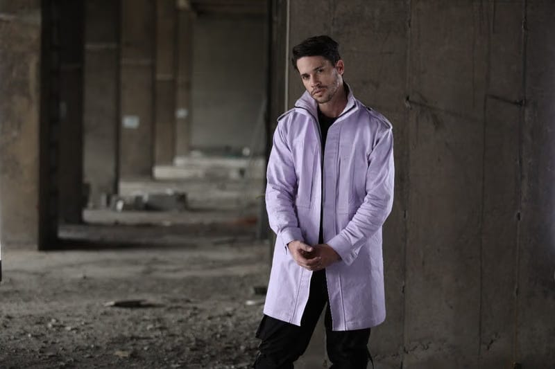 Lilac front open zip long coat