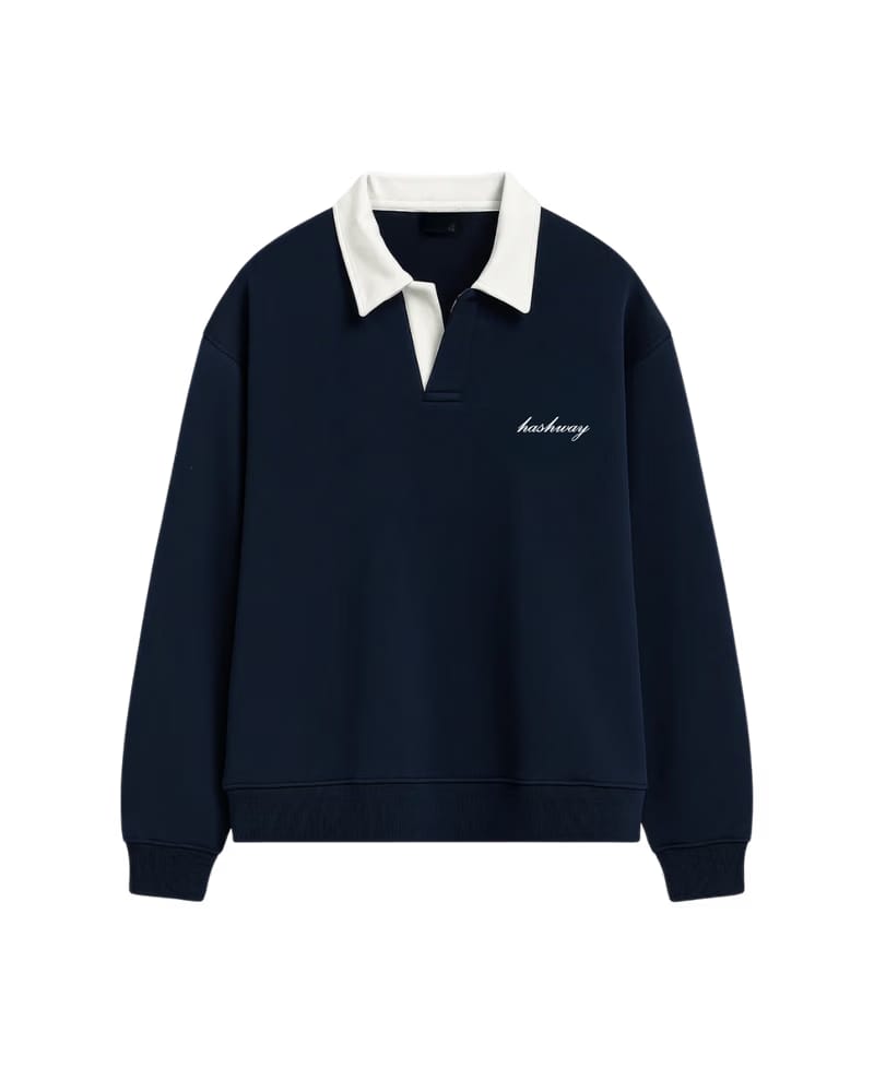 HASHWAY CLASSIC POLO SWEATSHIRT - NAVY