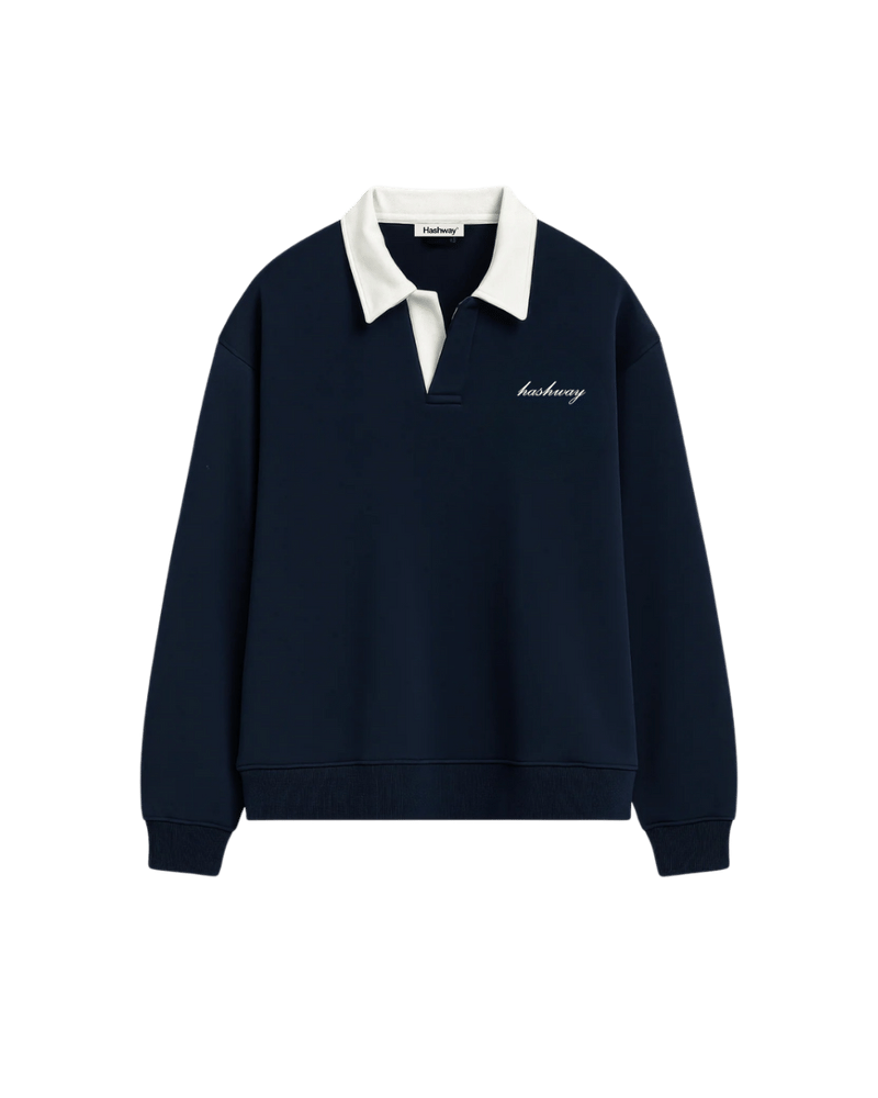 HASHWAY CLASSIC POLO SWEATSHIRT - NAVY
