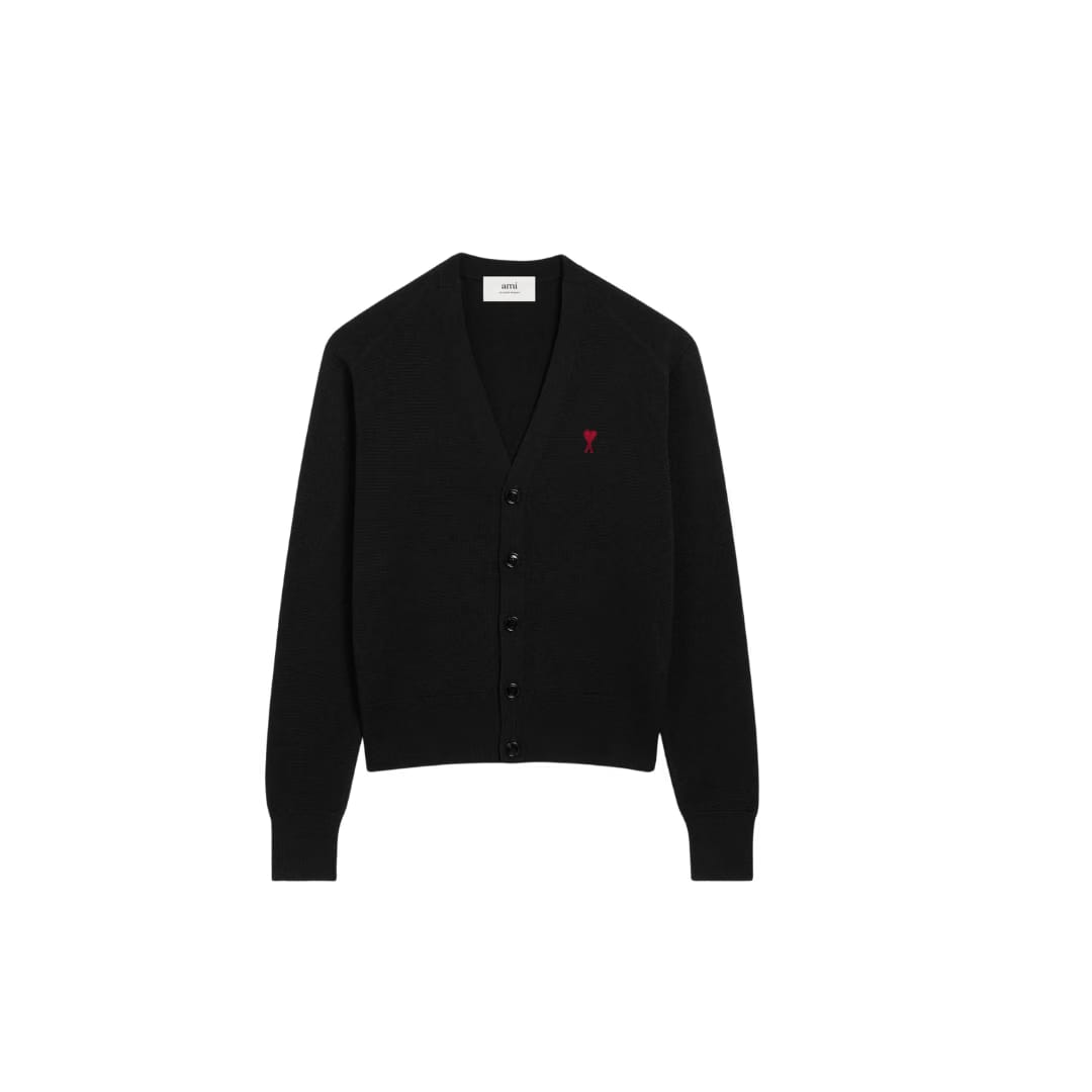 Permanent Black Wool Ami De Coeur Cardigan Cardigan in merino wool knit