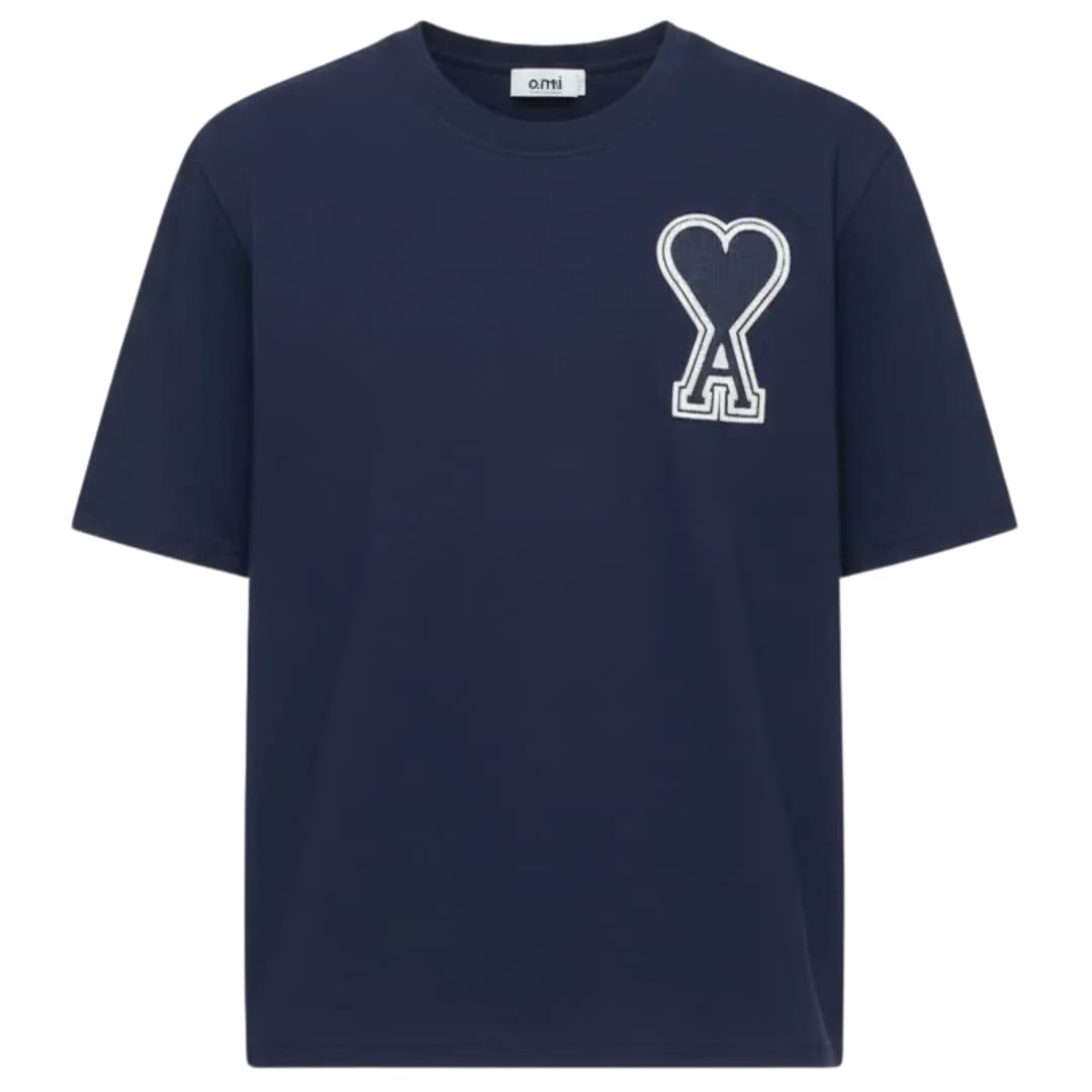 AMI Alexandre Mattiussi SSENSE Exclusive Navy Ami de Cœur T-Shirt