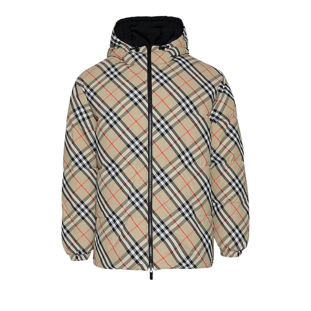 Burberry Reversible Check Nylon Puffer Jacket Sand