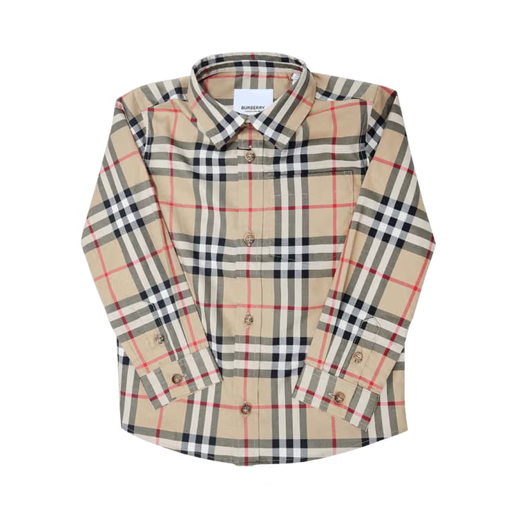 Burberry Kids Check Long-Sleeve Shirt Archive Beige