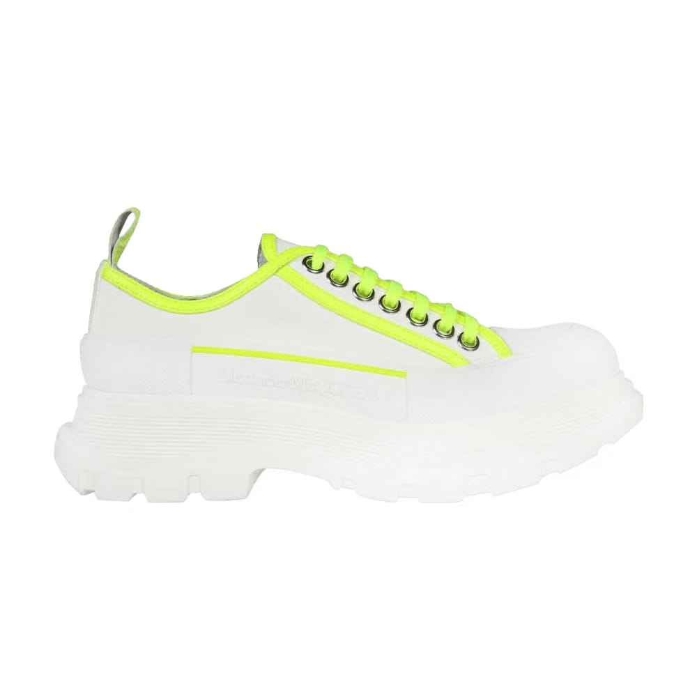 Alexander McQueen Wmns Tread Slick Lace Up 'White Fluorescent Yellow'