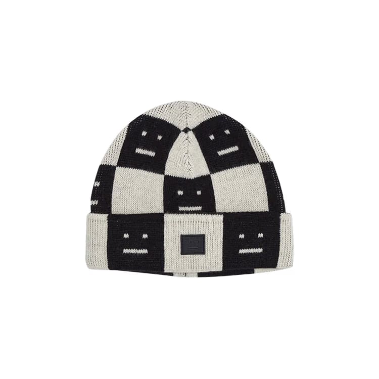 Acne Studios Kids Logo Beanie Black/Oatmeal Melange
