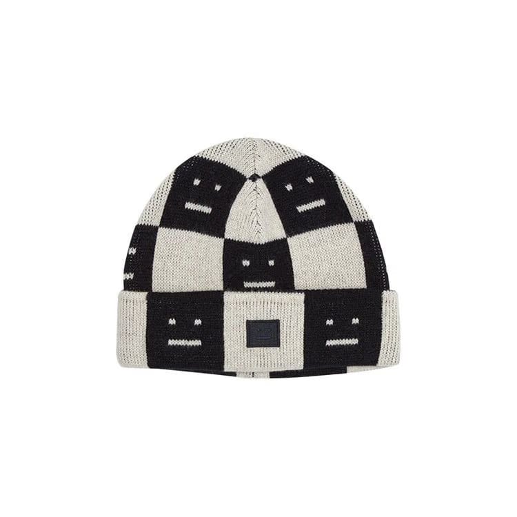 Acne Studios Kids Logo Beanie Black/Oatmeal Melange