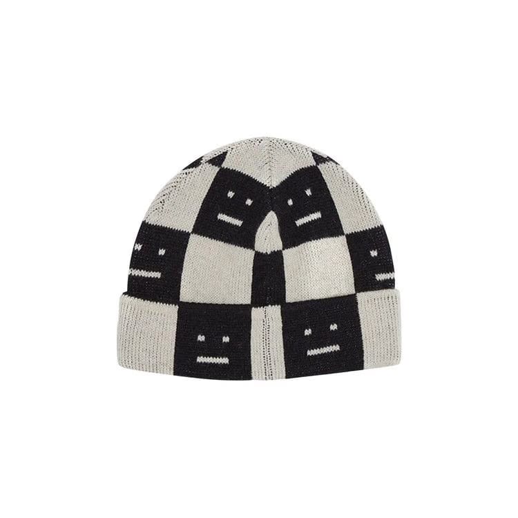 Acne Studios Kids Logo Beanie Black/Oatmeal Melange