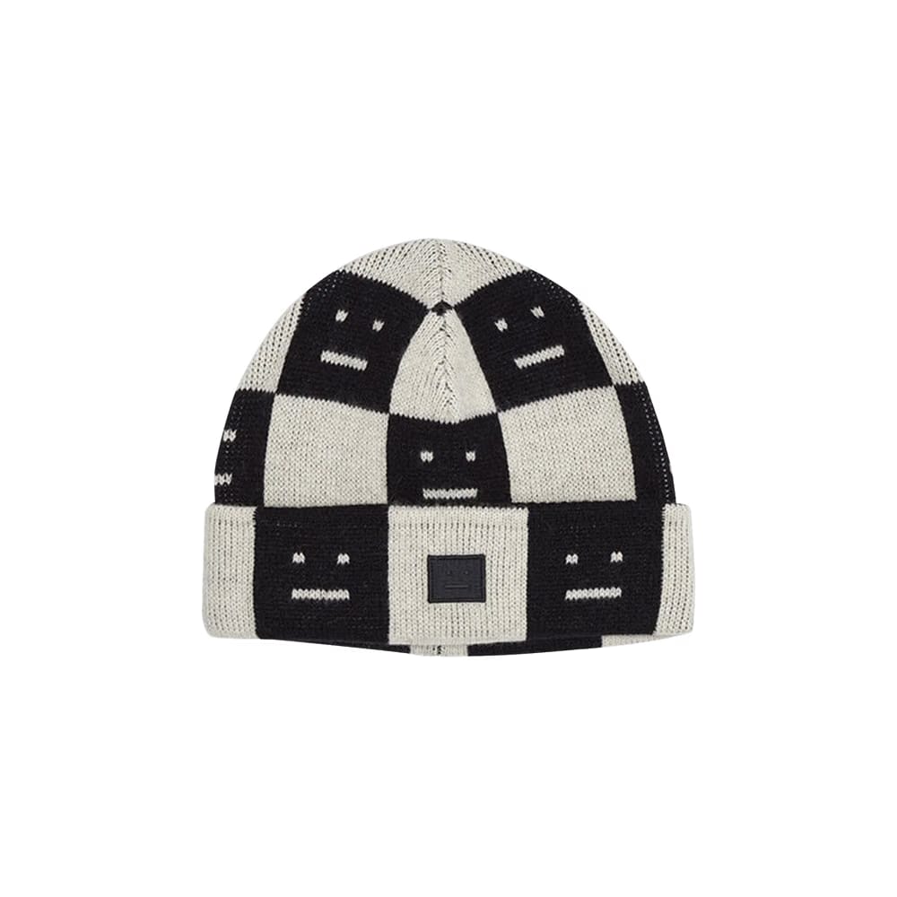 Acne Studios Kids Logo Beanie Black/Oatmeal Melange