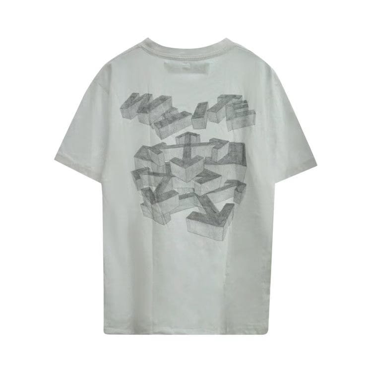 Off-White 3D Pencil Shorts-Sleeve Slim T-Shirt White/Black