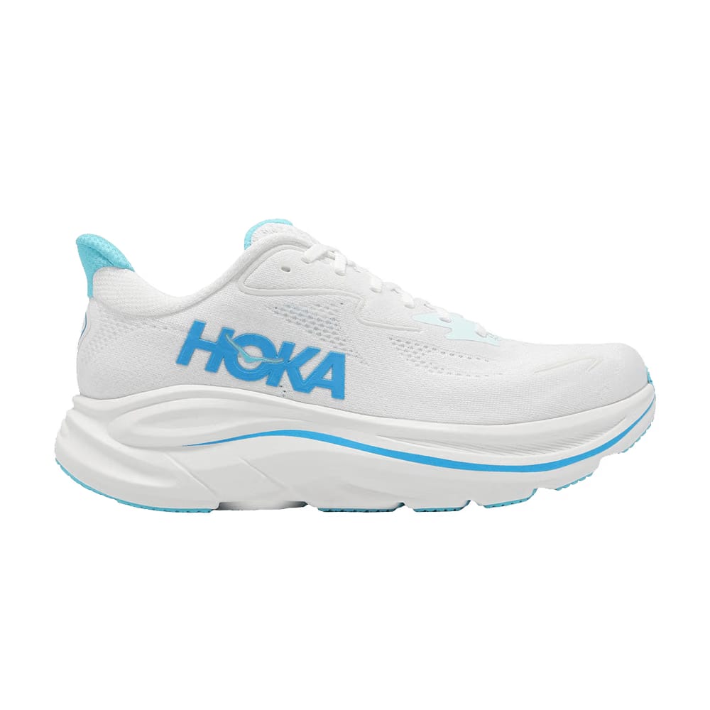 HOKA Clifton 10 Wide White Skyward Blue