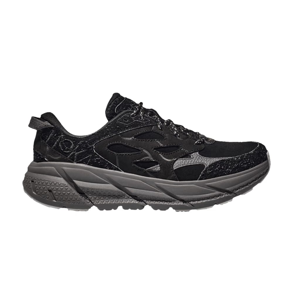 HOKA Clifton L Suede Elite Terrain System - Black Satellite Grey