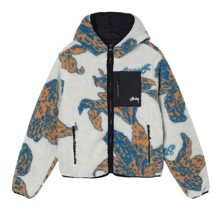 Stussy Floral Sherpa Hood Jacket Bone