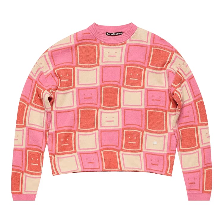 Acne Studios Jacquard Crewneck Jumper Rusty Orange/Tango Pink