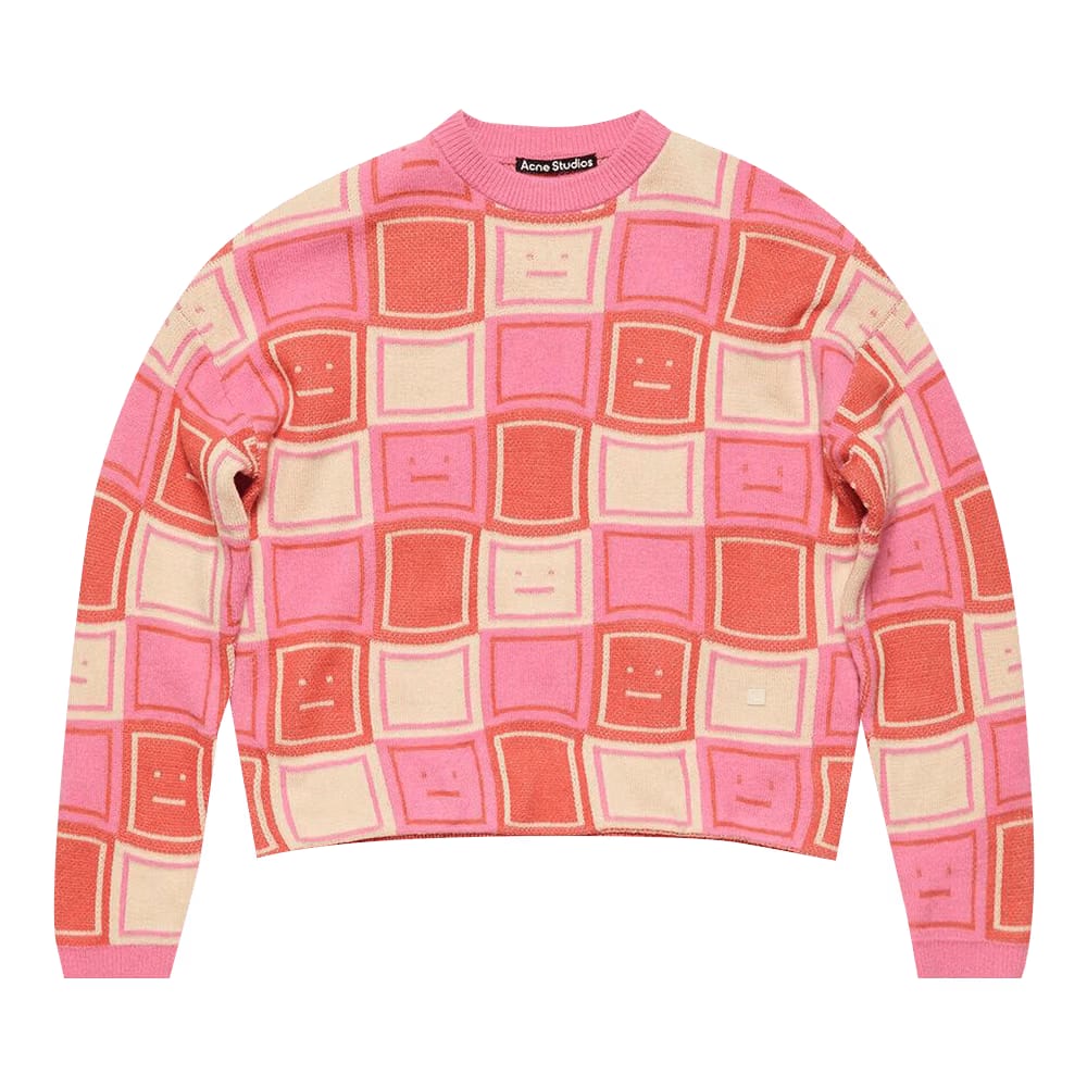 Acne Studios Jacquard Crewneck Jumper Rusty Orange/Tango Pink