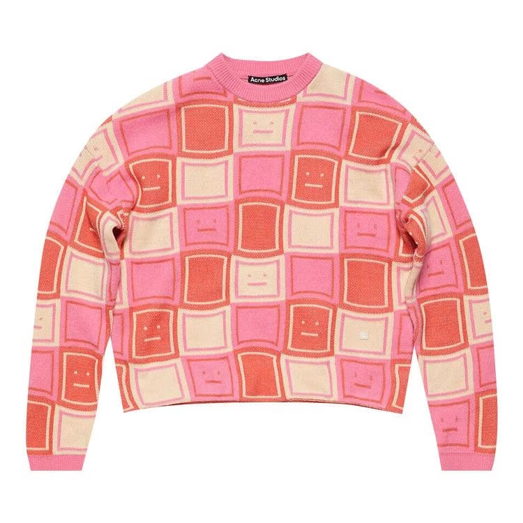 Acne Studios Jacquard Crewneck Jumper Rusty Orange/Tango Pink