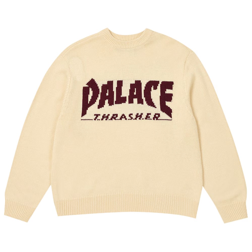 Palace x Thrasher Knit Off White
