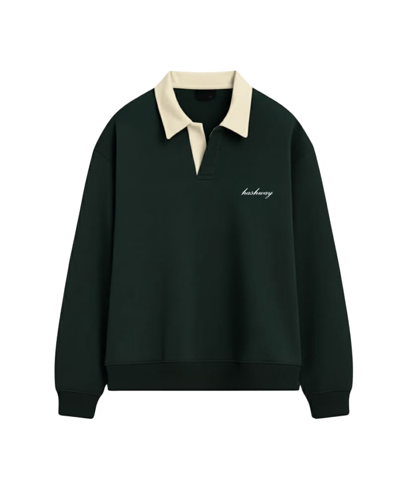 HASHWAY CLASSIC POLO SWEATSHIRT - GREEN