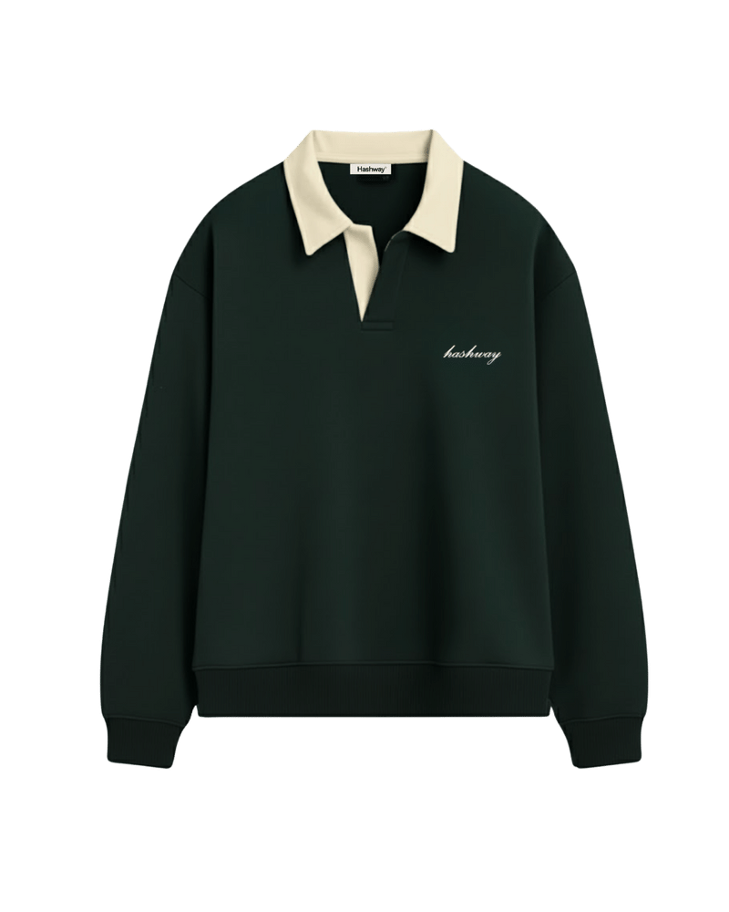 HASHWAY CLASSIC POLO SWEATSHIRT - GREEN