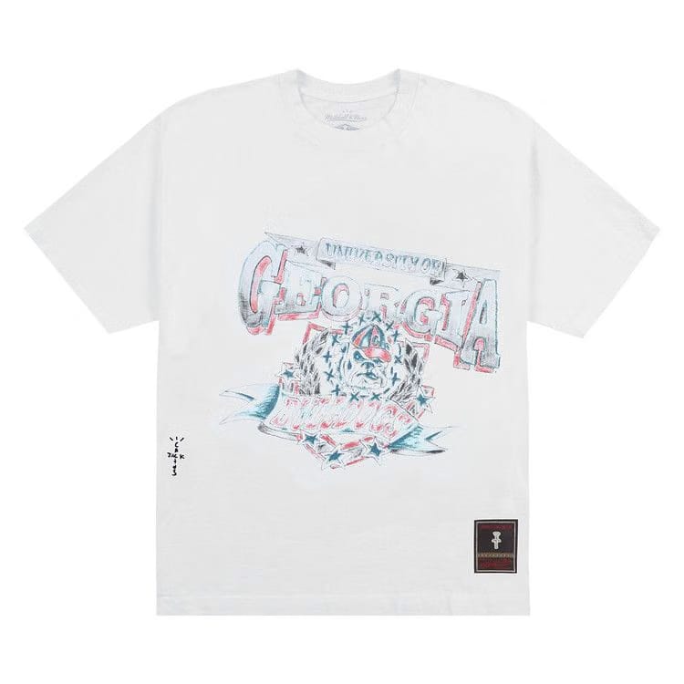 Cactus Jack by Travis Scott x Mitchell & Ness University Of Georgia Handdrawn T-Shirt White