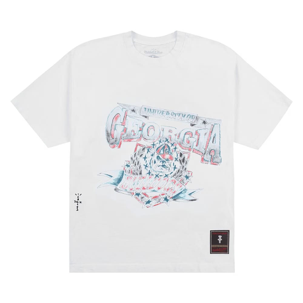 Cactus Jack by Travis Scott x Mitchell & Ness University Of Georgia Handdrawn T-Shirt White