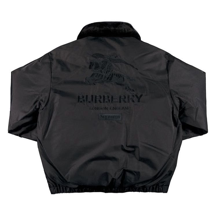 Supreme x Burberry Shearling Collar Down Puffer Jacket Black
