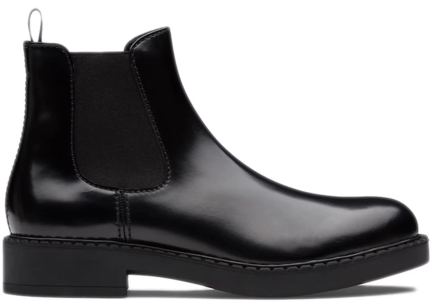 Prada Brushed Calf Leather Chelsea Boot Black