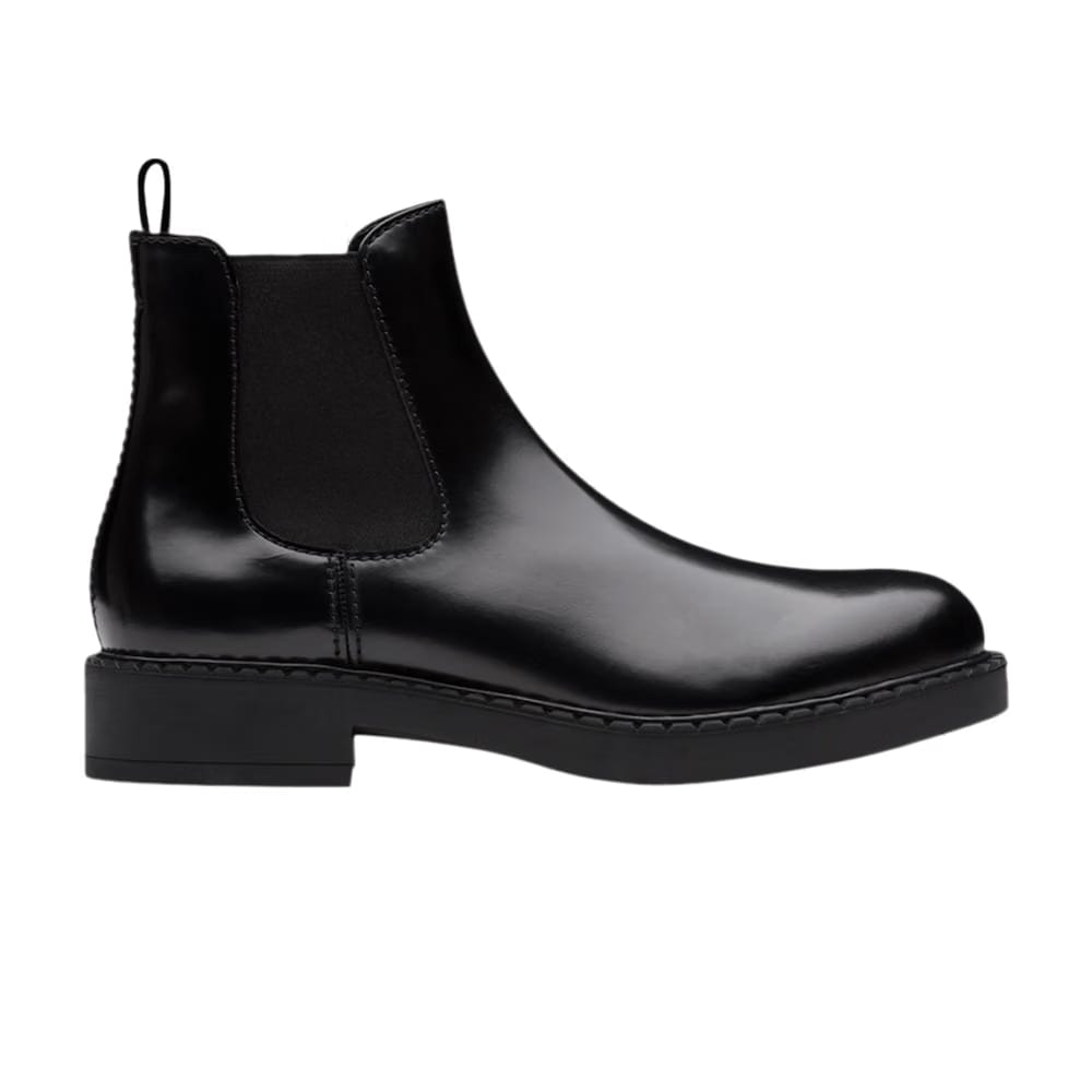 Prada Brushed Calf Leather Chelsea Boot Black