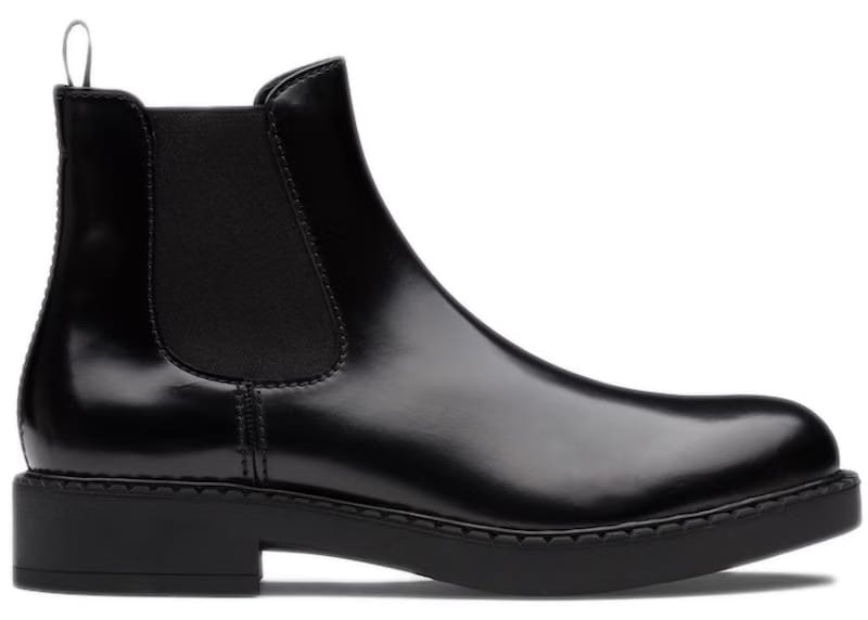 Prada Brushed Calf Leather Chelsea Boot Black