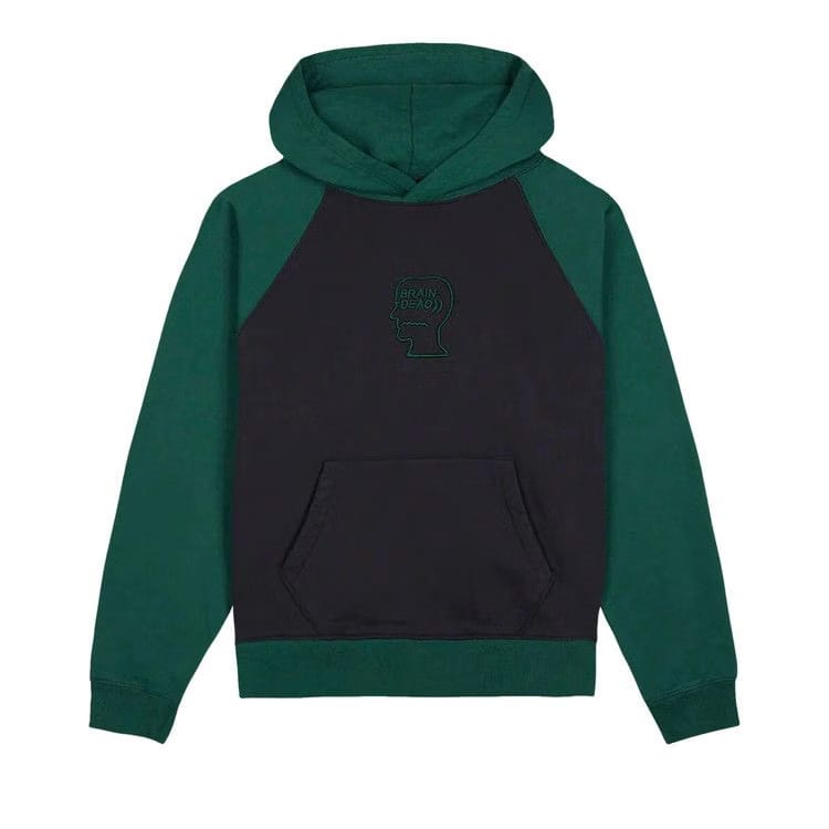 Brain Dead Pigment Wash Logo Head Raglan Hoodie Navy