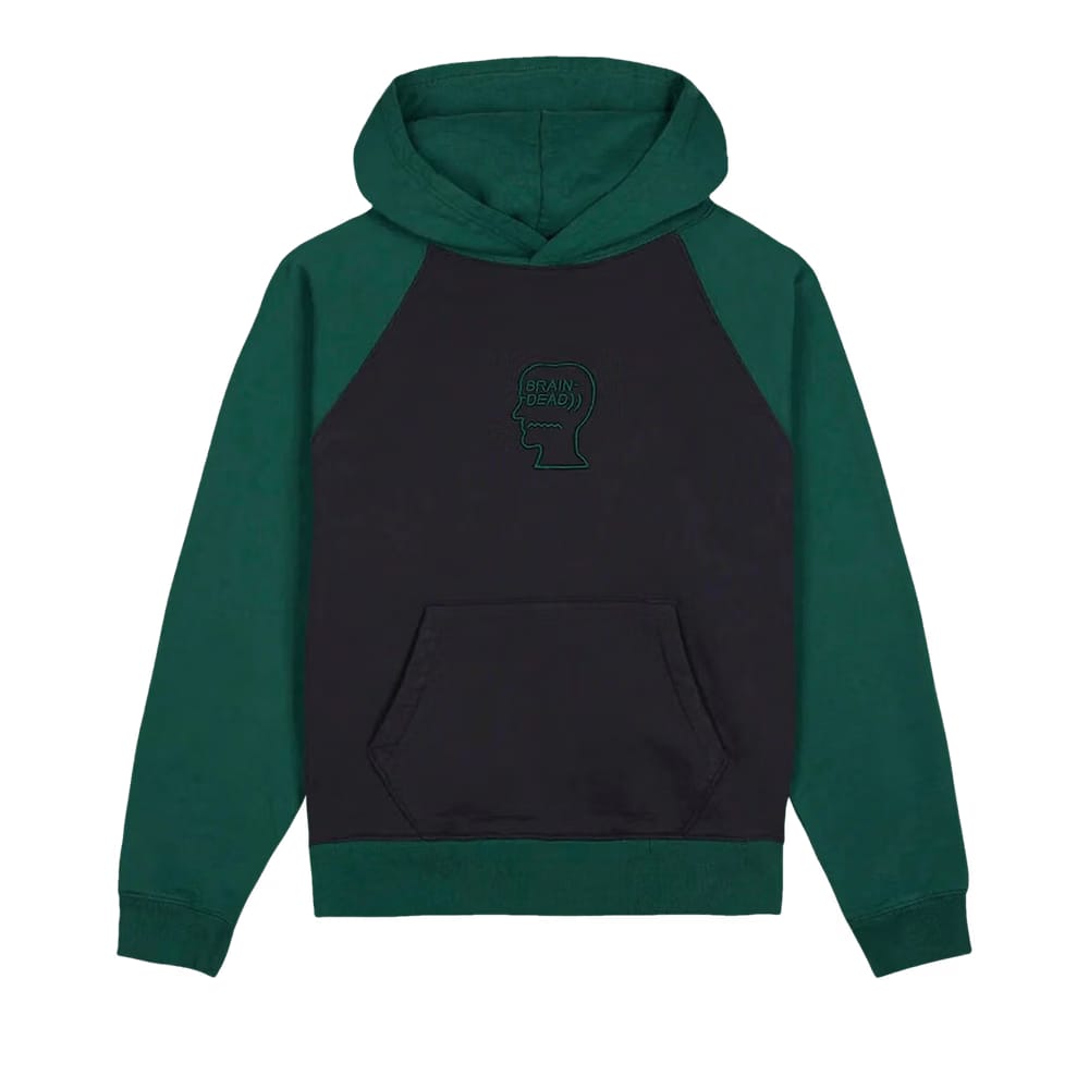 Brain Dead Pigment Wash Logo Head Raglan Hoodie Navy