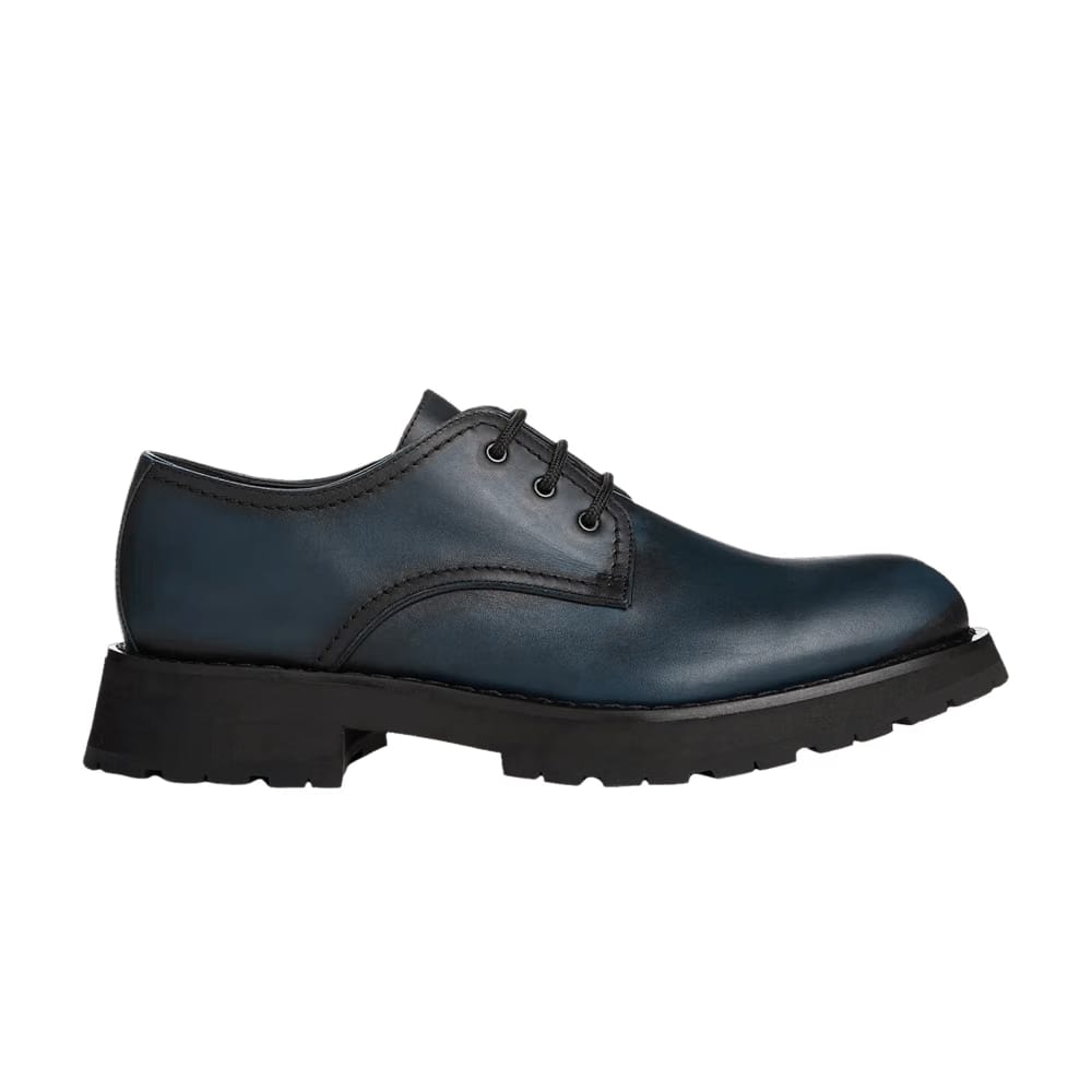 Alexander McQueen Burnished Derby Flat Anthracite