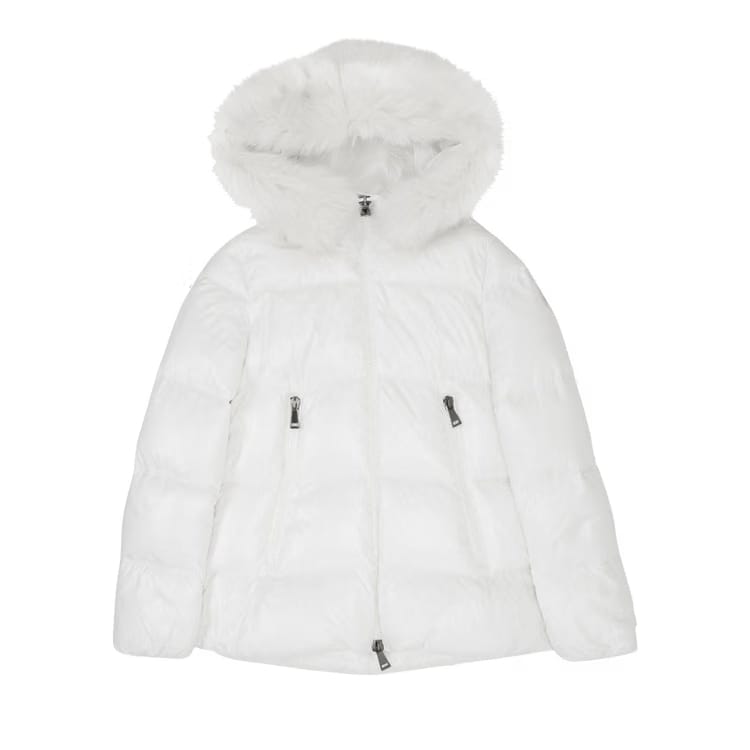 Moncler Laiche Zip Up Puffer Jacket White