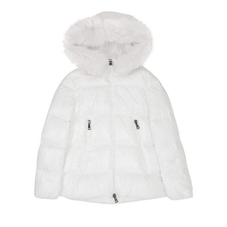 Moncler Laiche Zip Up Puffer Jacket White