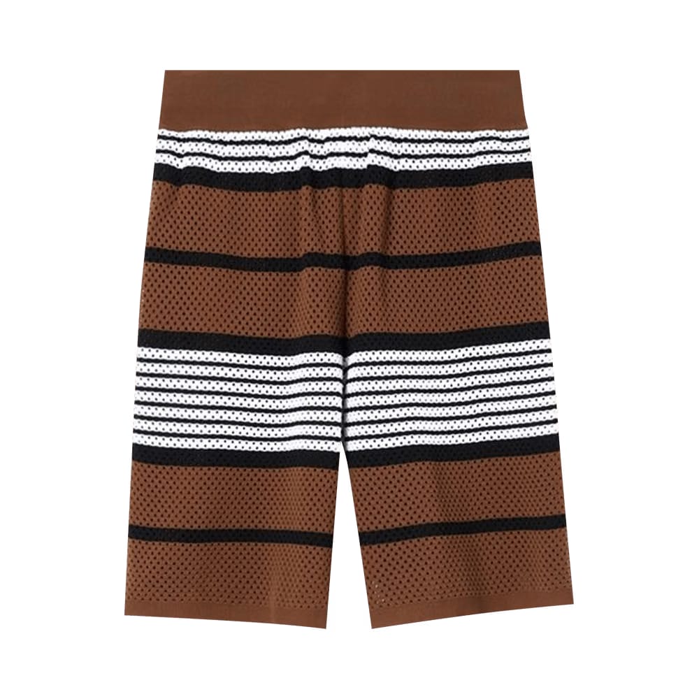 Burberry Striped Shorts Dark Birch Brown