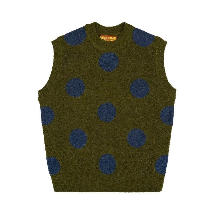 Brain Dead Teddy Fur Dot Knit Sweater Vest Olive