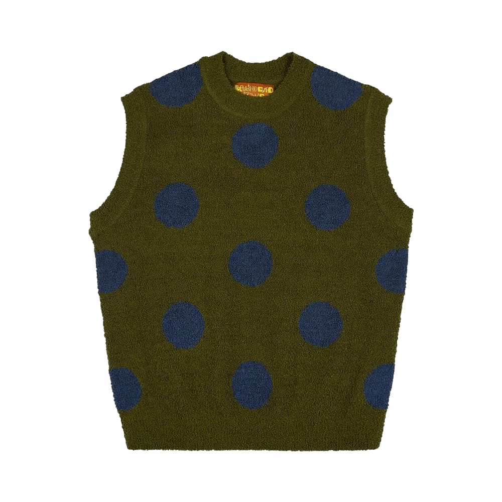 Brain Dead Teddy Fur Dot Knit Sweater Vest Olive
