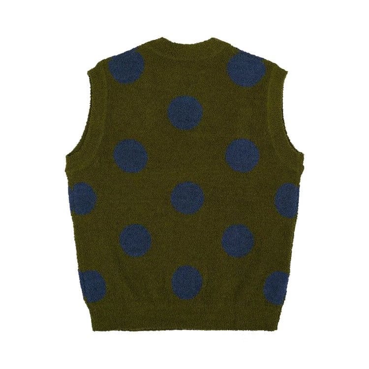 Brain Dead Teddy Fur Dot Knit Sweater Vest Olive