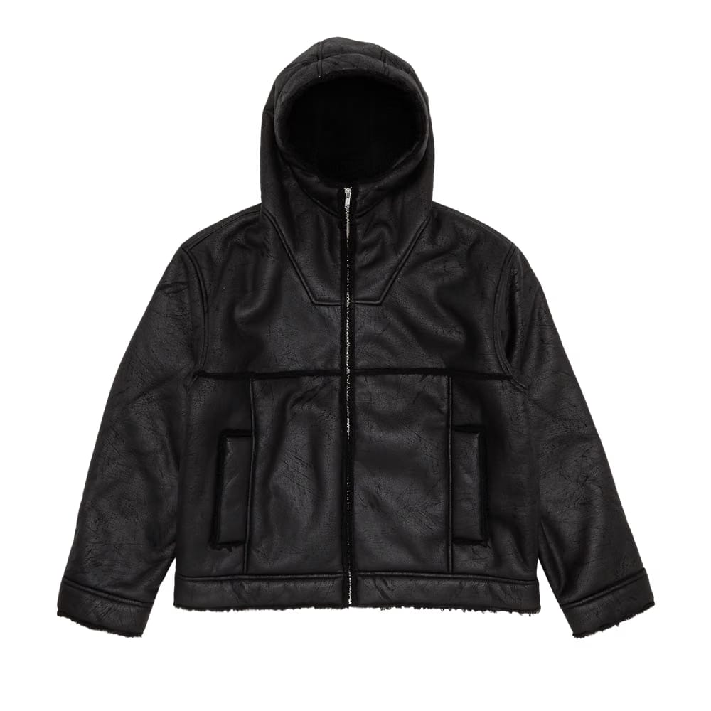 Supreme Faux Shearling Hooded Jacket Black