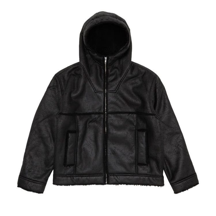 Supreme Faux Shearling Hooded Jacket Black