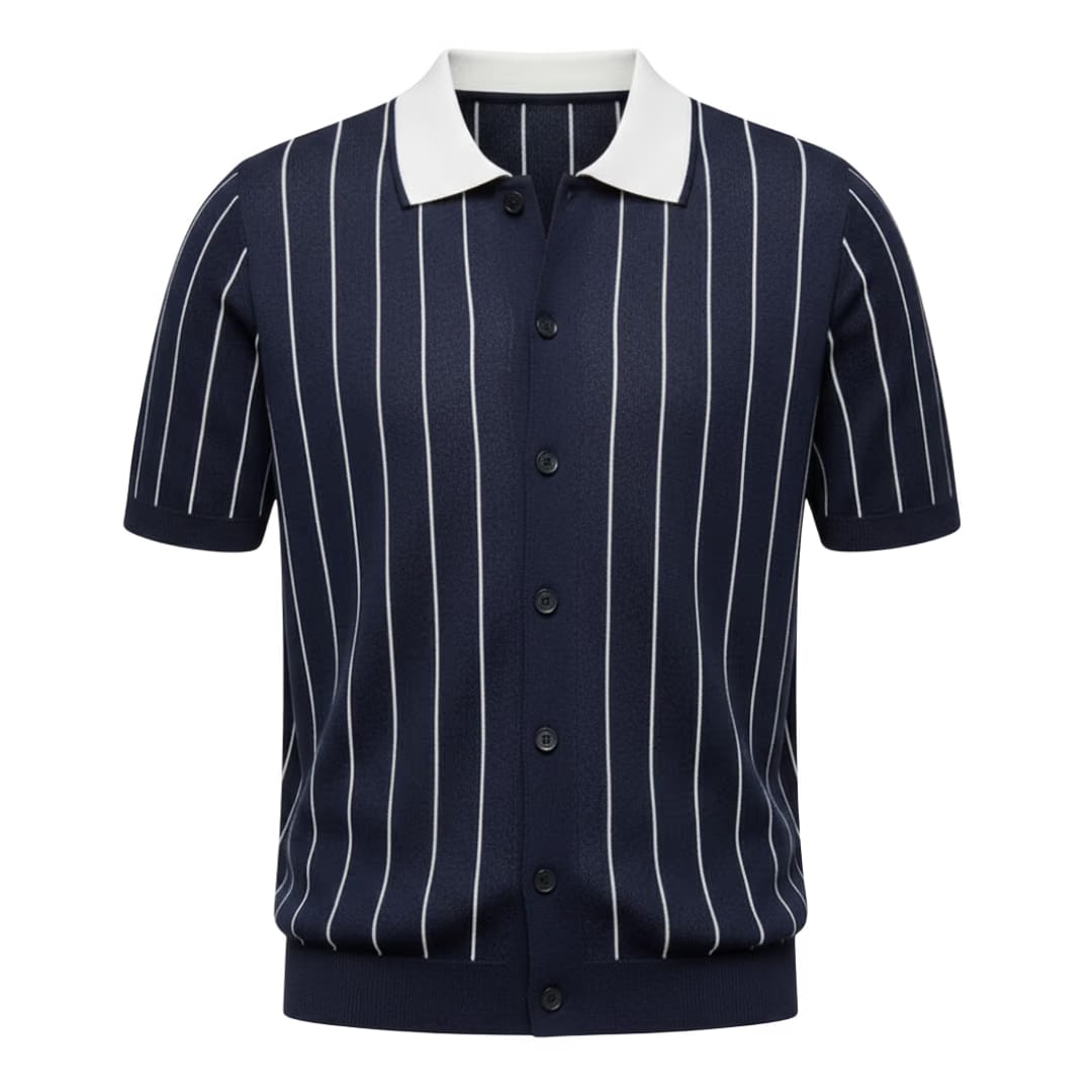Vybe Contrast Collar Polo ( Navyblue)