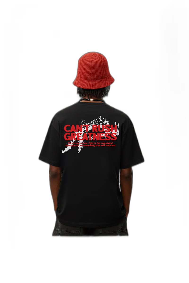 Can't Rush Greatness Black Oversized T-Shirt