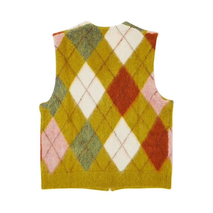Supreme Brushed Argyle Zip Up Vest Olive