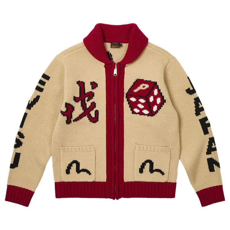 Palace x Evisu Dice Cowichan Knit Cream