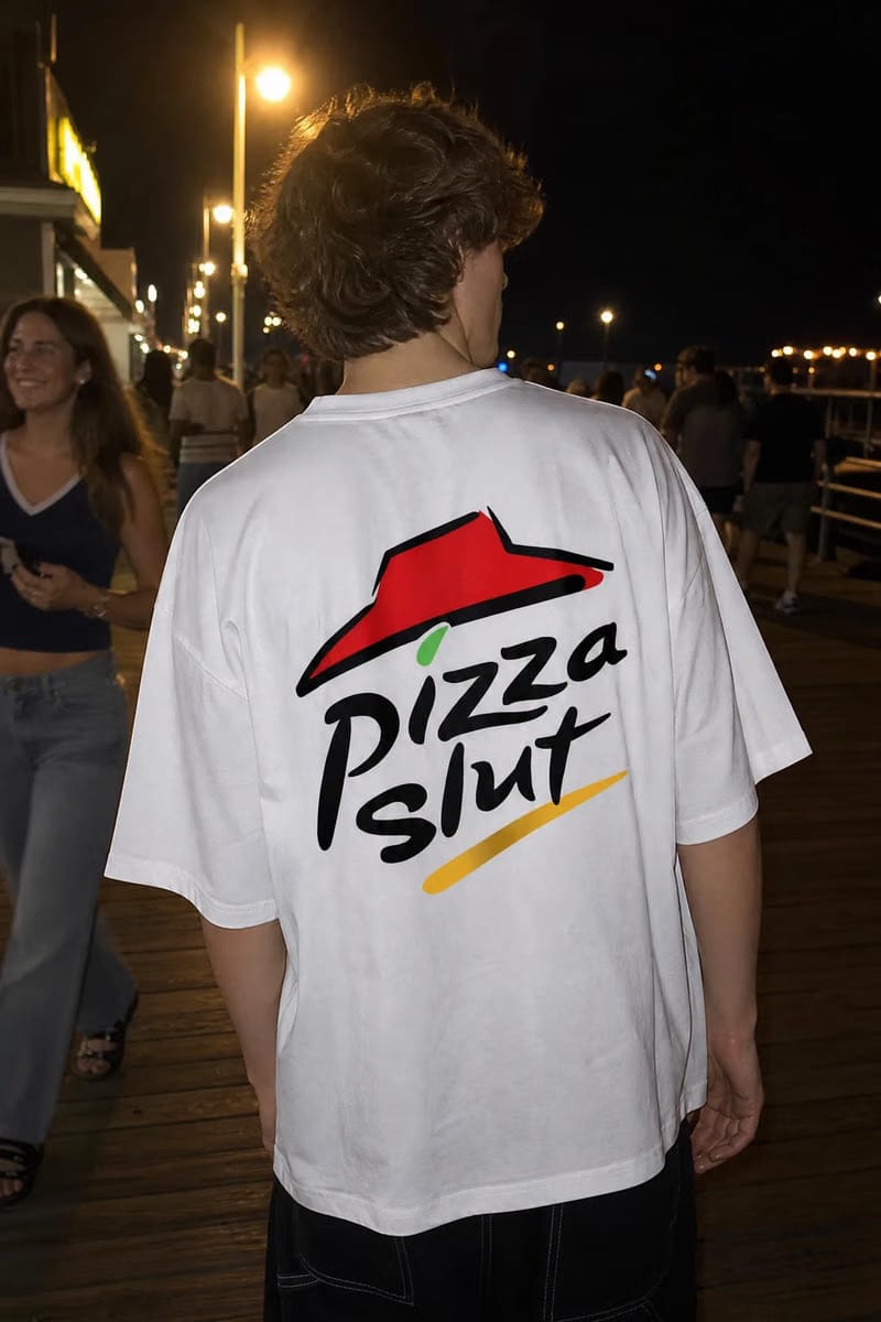 Myugen Pizza Slut Oversized T-Shirt White