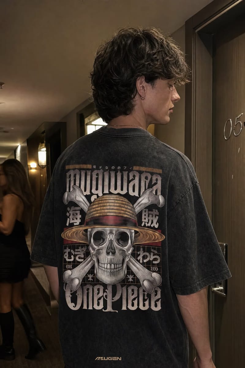Myugen Mugiwara Acid Wash Oversized T-Shirt Black