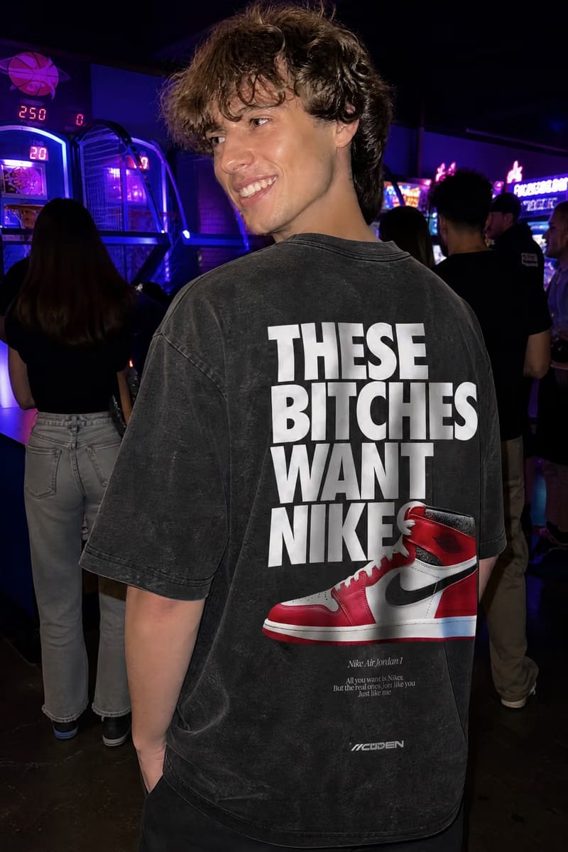 Myugen Nike Bitches Acid Wash Oversized T-Shirt Black