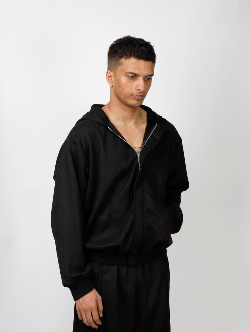 Suede Zipper Hoodie