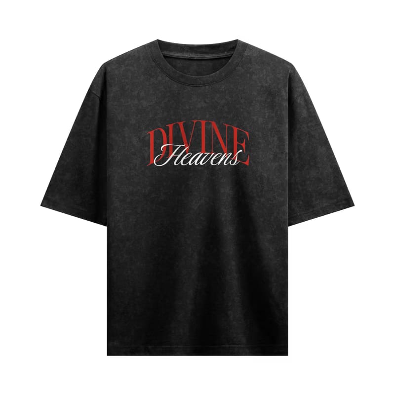 Myugen Angels Heart Acid Wash Oversized T-Shirt Black